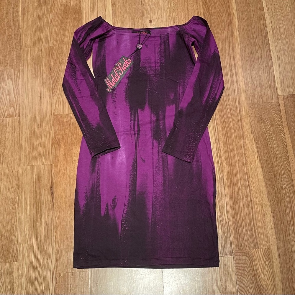 Motel Rocks Purple Long Sleeves Mini Dress